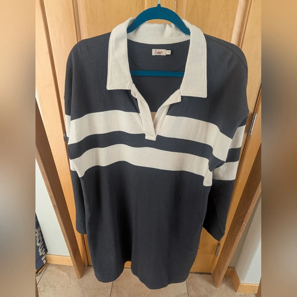 Faherty Navy and White Striped Polo Dress - Picture 4 of 10